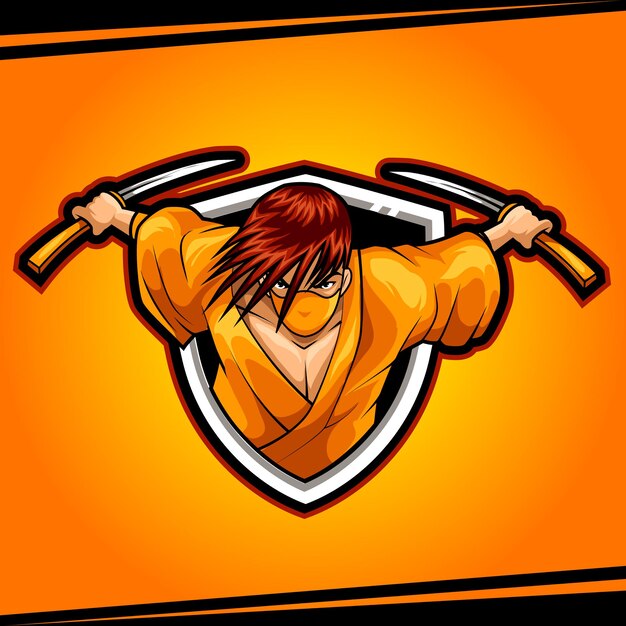 Mascotte assassino ninja per illustrazione vettoriale logo sport ed esport