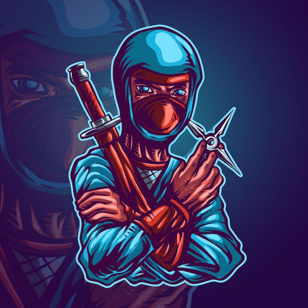 Vettore illustrazione vettoriale della mascotte degli assassini ninja