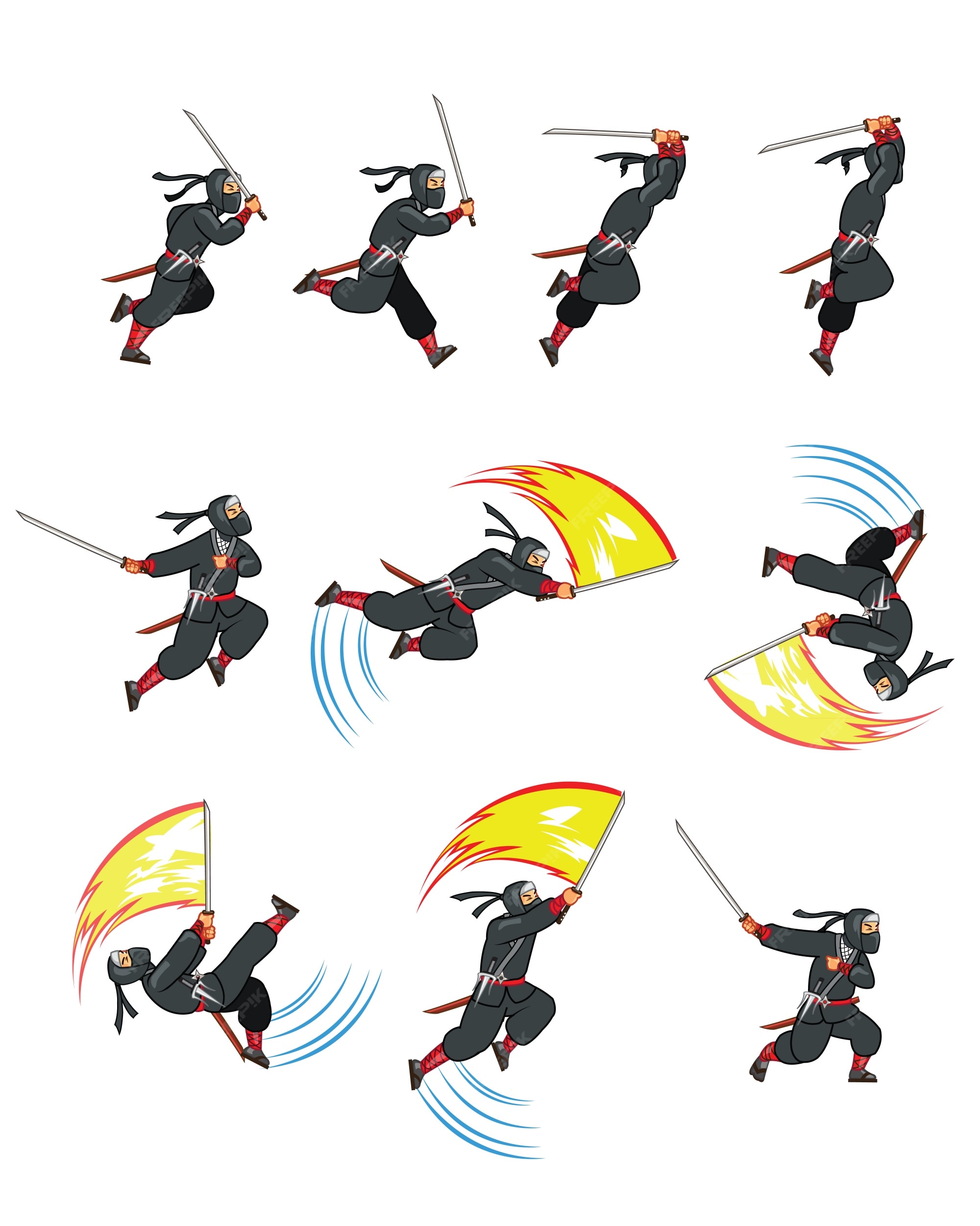 Shadow Ninja Character Sprite Sheets, Game Assets