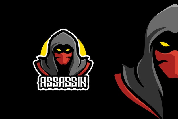 Ninja assassin warrior mascotte karakter logo sjabloon