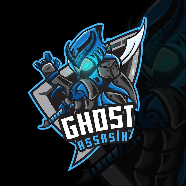 Logo del gioco esport della mascotte dei ninja assassins