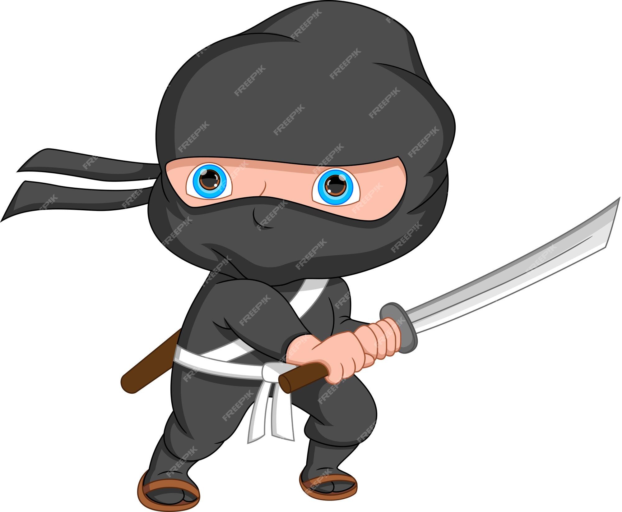 Premium Vector  Cartoon ninja posing and holding a sword