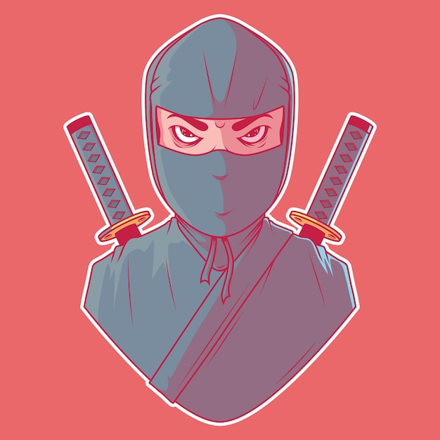 Vector ninja character illustration. mascot, martial arts, gamer concept.