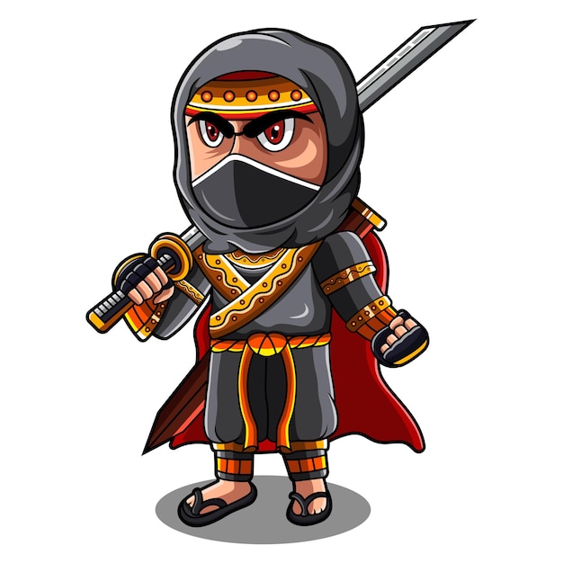 Logo mascotte ninja chibi