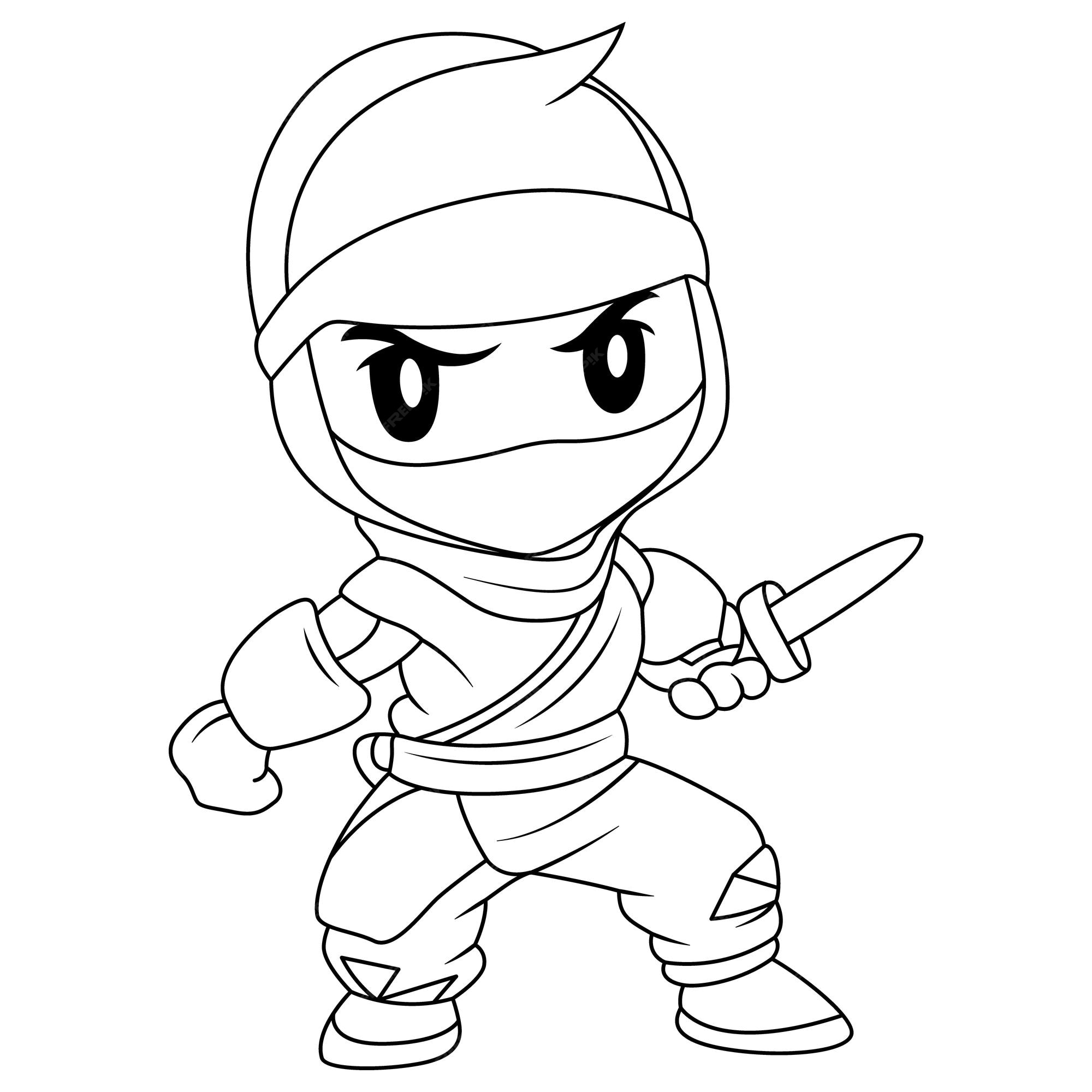 Premium Vector Ninja coloring page for kids isolated clean and