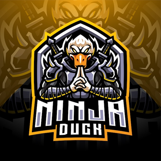 Ninja duck esport mascotte logo ontwerp