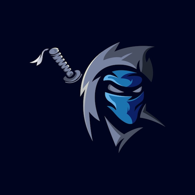 Ninja e-sport mascot logo design illustration