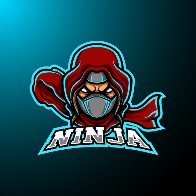 Logo della mascotte di ninja e sport