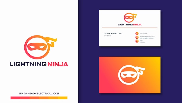 Ninja- en bliksemlogo-ontwerp
