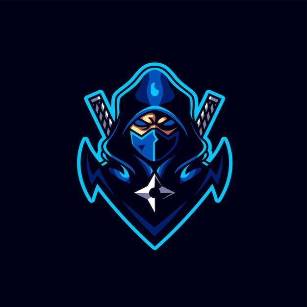 Logo Di Gioco Ninja Esport Vettore Premium