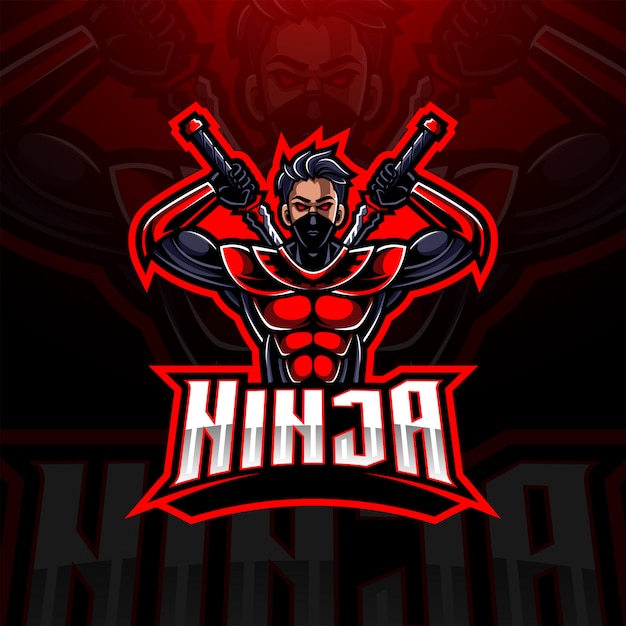 Disegno del logo mascotte ninja esport