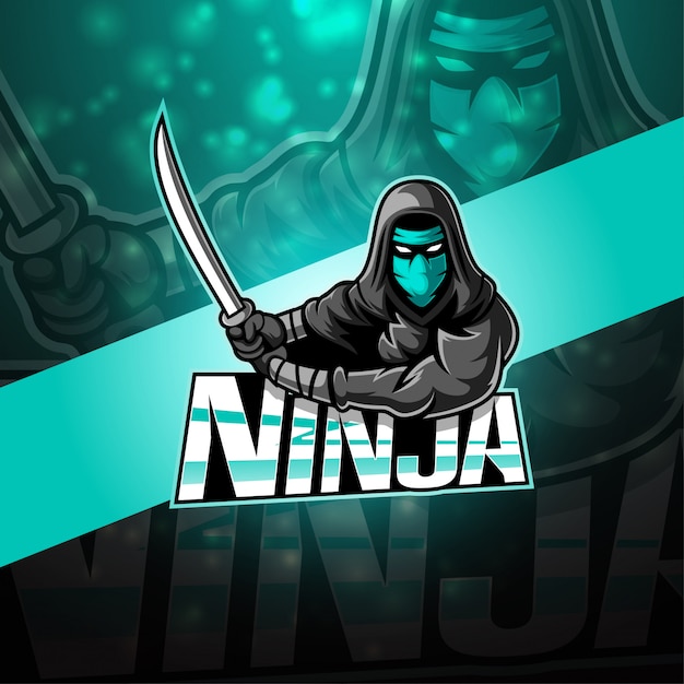Disegno del logo mascotte ninja esport