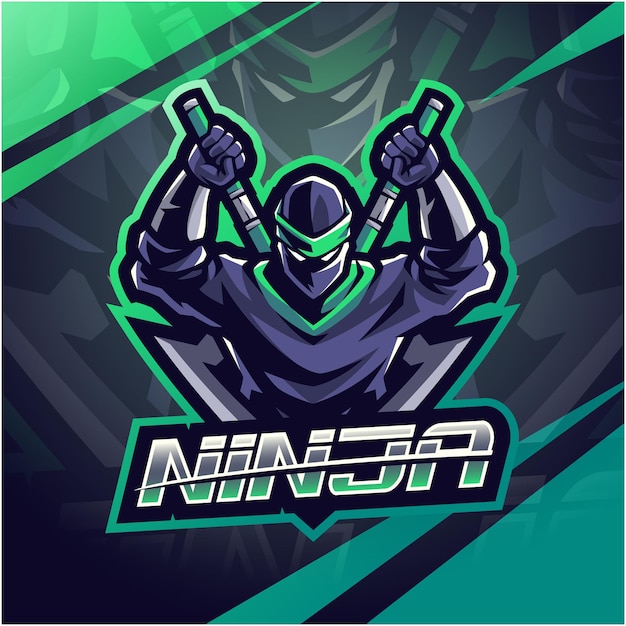 Ninja esport mascotte logo ontwerp