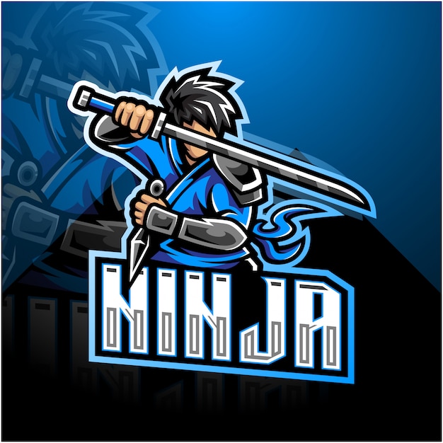 Ninja esport mascotte logo ontwerp