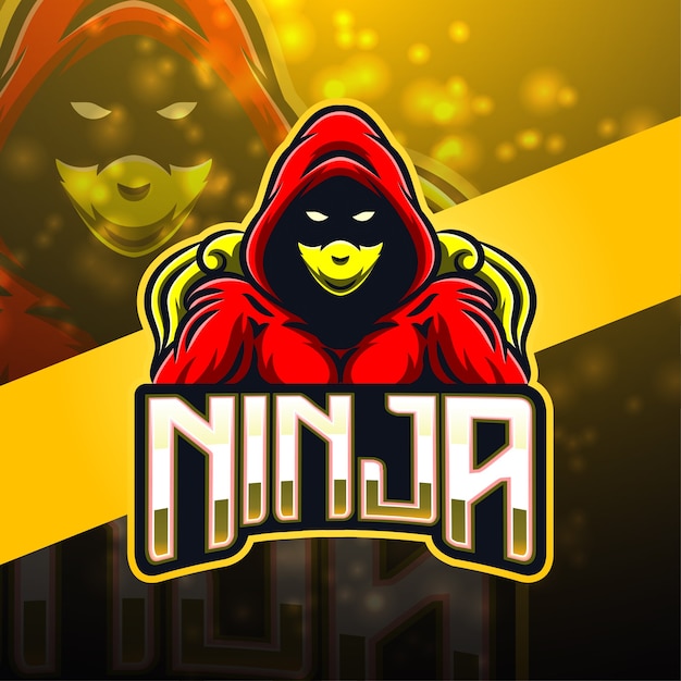 Ninja esport mascotte logo ontwerp