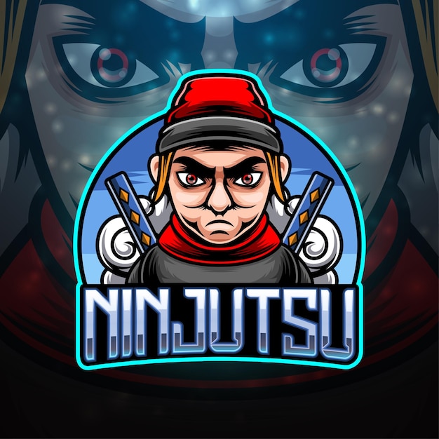 Vector ninja esport mascotte logo ontwerp