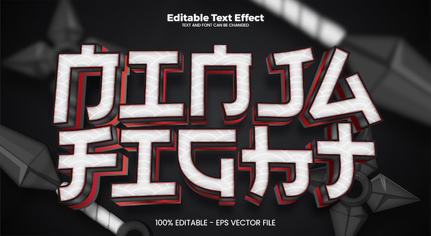 Vector ninja fight editable text effect in modern trend style