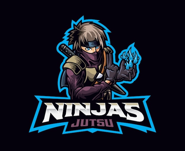 Disegno del logo della mascotte della tecnica del ninja fuinjutsu