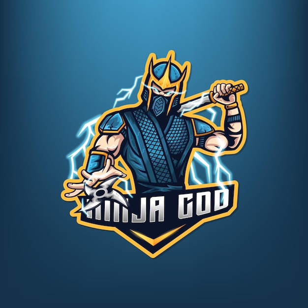 Disegno del logo della mascotte esport del dio ninja