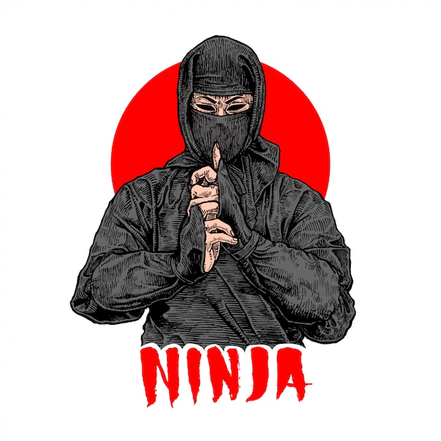 Ninja, illustrazione vettoriale disegnato a mano