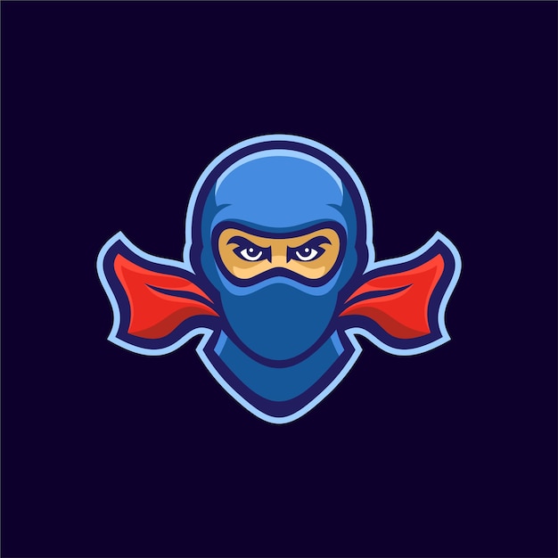 Vector ninja head logo template illustration. esport logo gaming premium vector