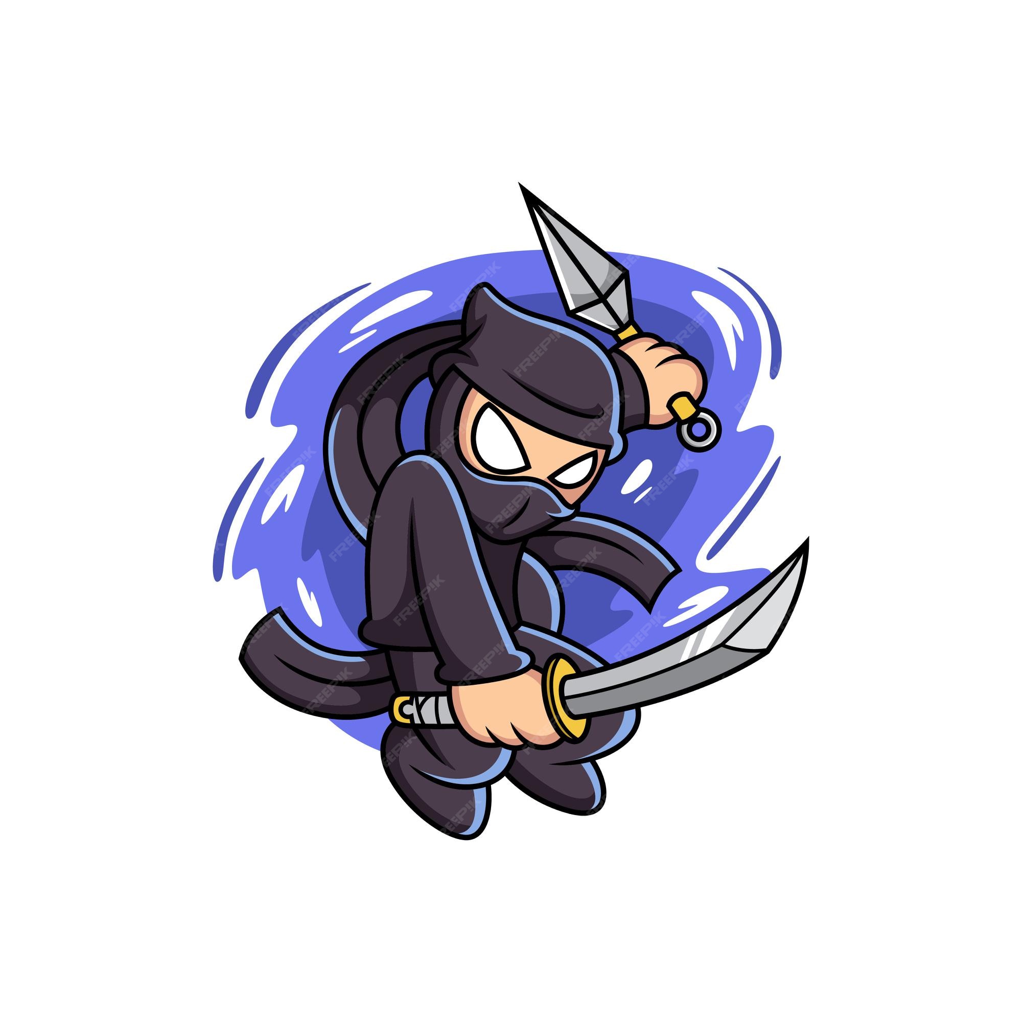 Premium Vector  Cartoon ninja posing and holding a sword