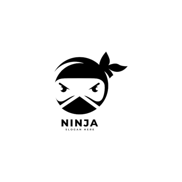 Ninja krijger icoon Eenvoudig zwart ninja hoofd logo illustratie ontwerp