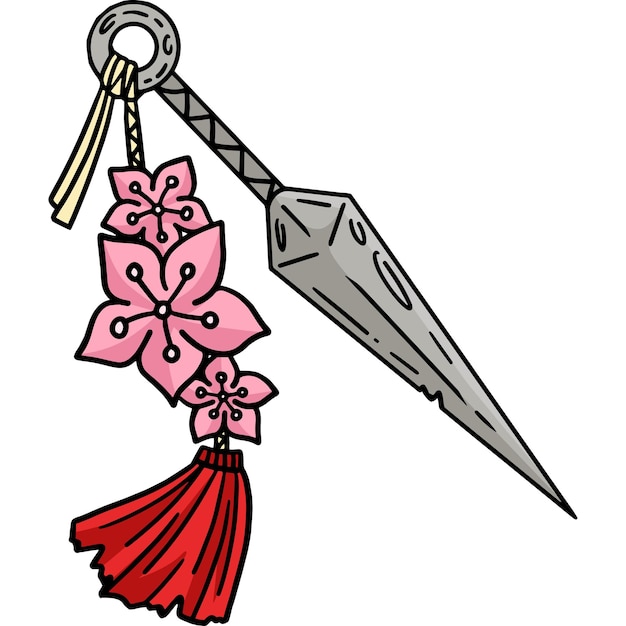 Vector ninja kunai cartoon colored clipart illustration