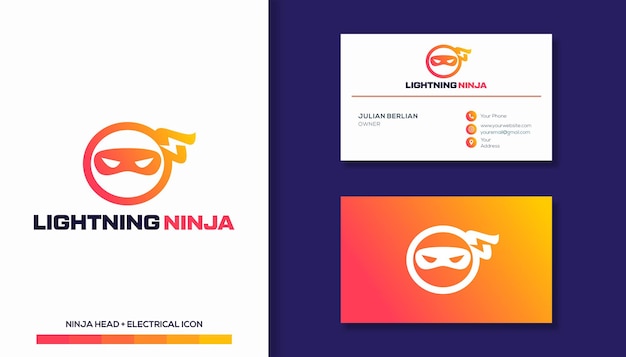 Ninja and lightning logo design