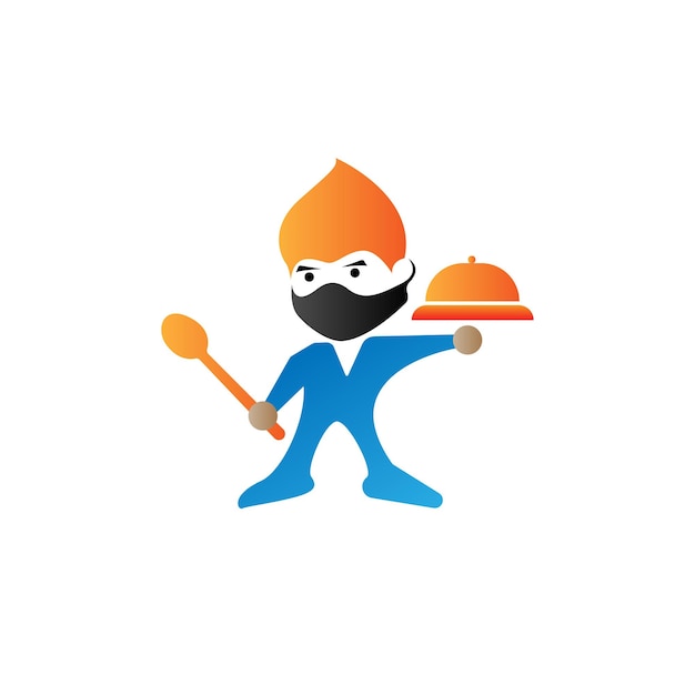 Ninja logo met restaurant moordenaar pictogram vector ontwerp