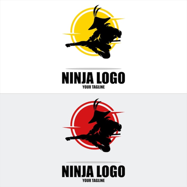 Vector ninja logo simple with ribbon