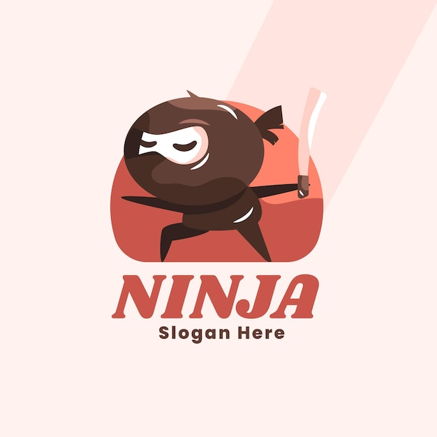 Modello di logo ninja in design piatto