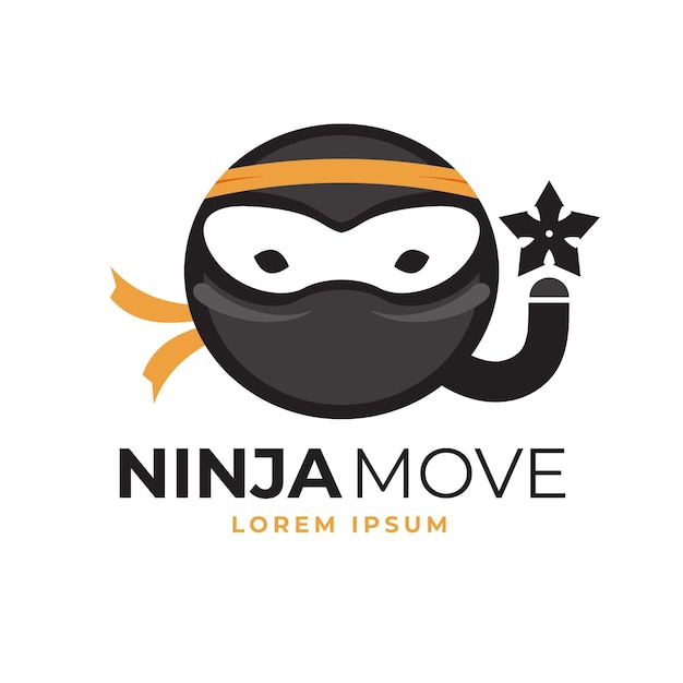 Vector ninja logo template in flat style