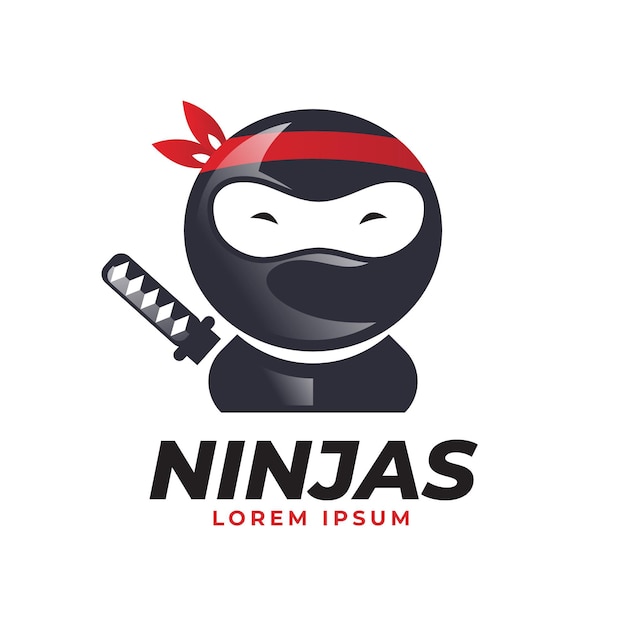 Vettore modello di logo ninja in sfumatura