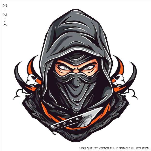 Vector ninja mascot logo vector template creative ninja emblem design concepts fully editable vector illustration