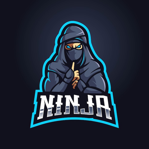 Logo mascotte ninja con illustrazione moderna