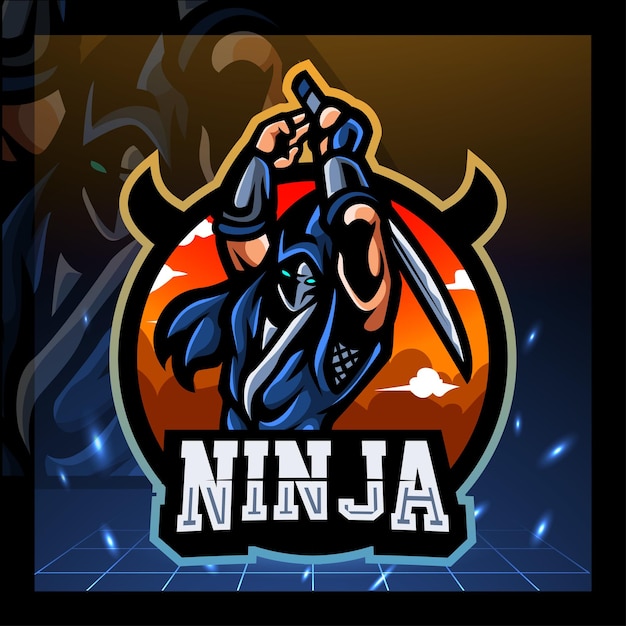 Ninja mascotte esport logo ontwerp