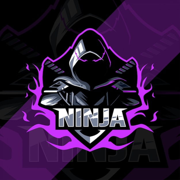 Ninja mascotte logo esport ontwerp