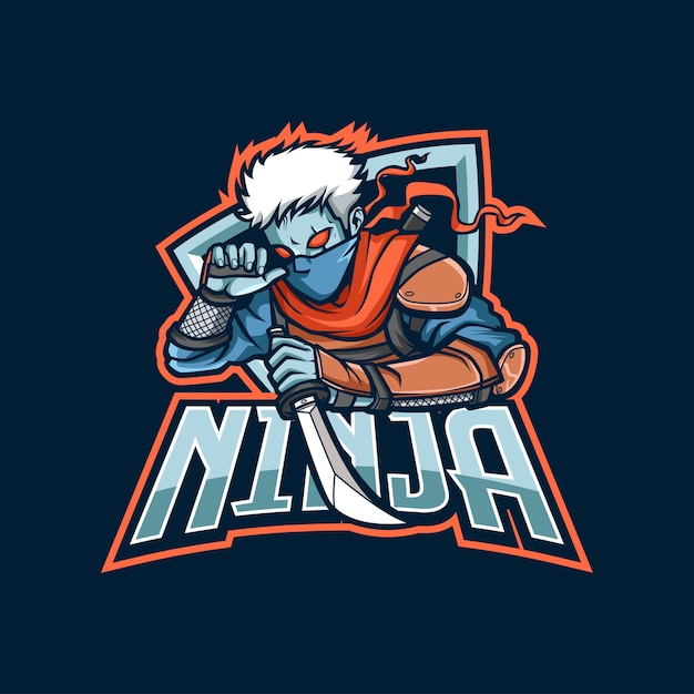 Ninja-mascotte-logo voor esport en sport