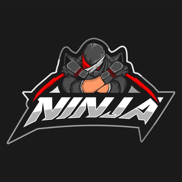 Ninja mascotte sport logo vector sjabloon