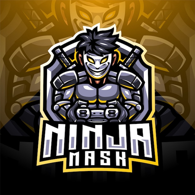 Ninja masker esport mascotte logo ontwerp