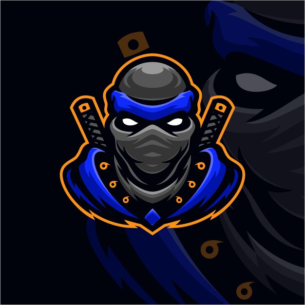 Ninja masscot logo esport premium vector