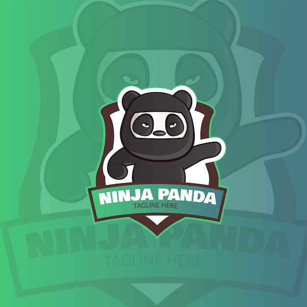 Vettore disegno di logo di vettore di panda ninja