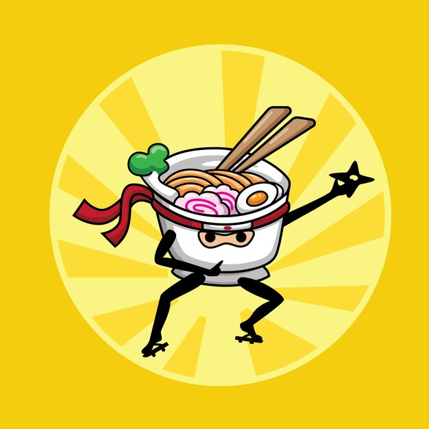 Vector ninja ramen voedsel karakter ontwerp illustratie vector