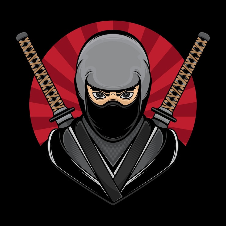 Vector ninja samurai katana logo