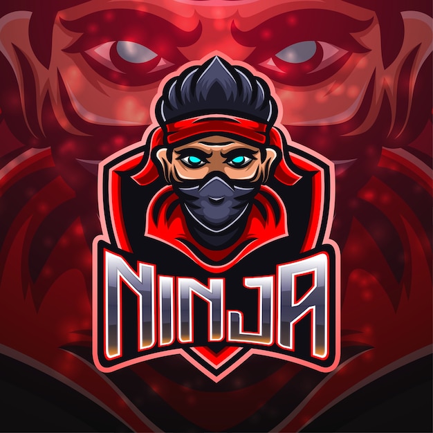 Ninja sport mascotte logo ontwerp