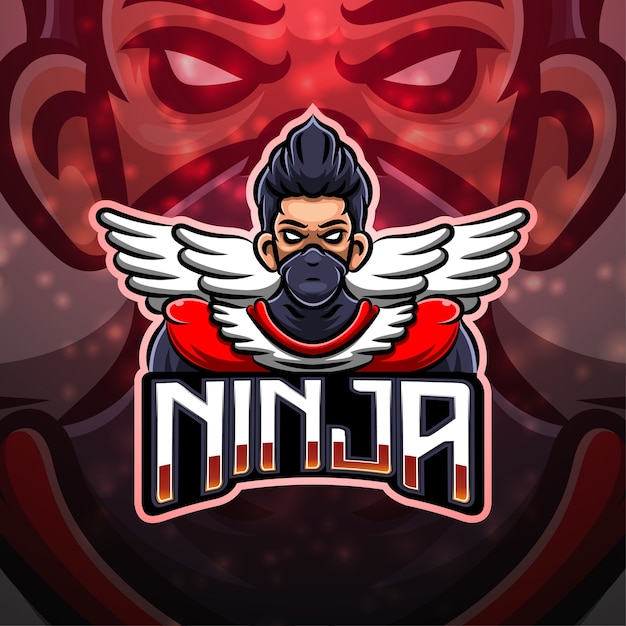 Ninja sport mascotte logo ontwerp