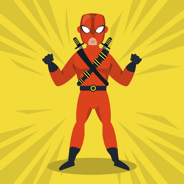 Ninja superhero cartoon icon 