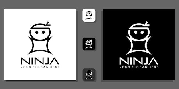 Ninja symbol abstract funny cute black with app template