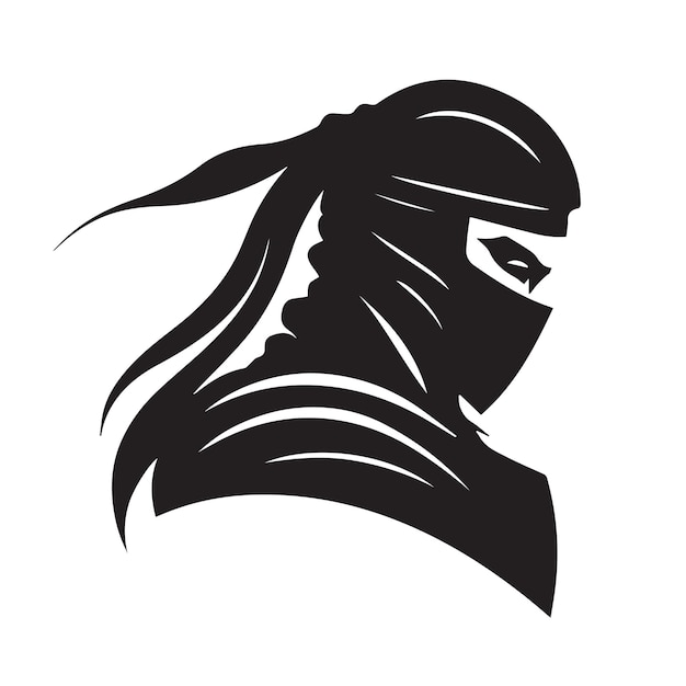 Ninja vector icon Simple minimal logo of hooded assassin Isolated japanese warrior idea of stealth